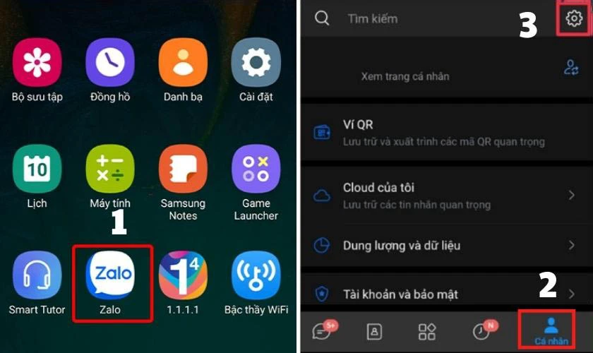 Chọn biểu tượng c&agrave;i đặt tr&ecirc;n Zalo