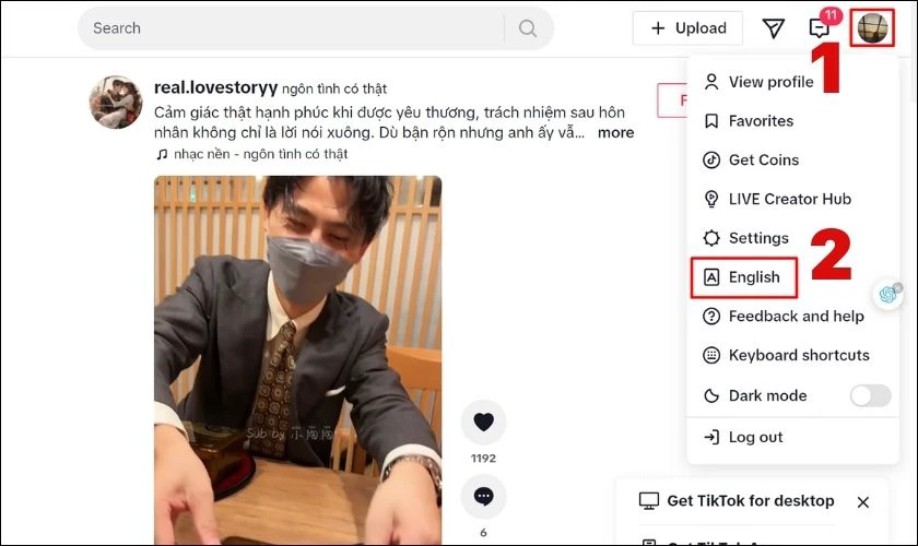 C&aacute;ch chỉnh ng&ocirc;n ngữ TikTok sang tiếng Việt tr&ecirc;n m&aacute;y t&iacute;nh