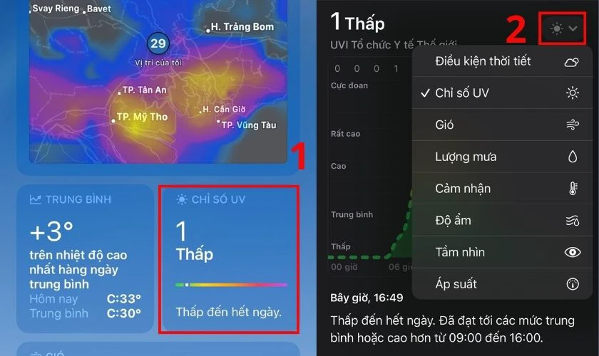 Bấm v&agrave;o mục bạn muốn xem để hiện th&ocirc;ng tin chi tiết