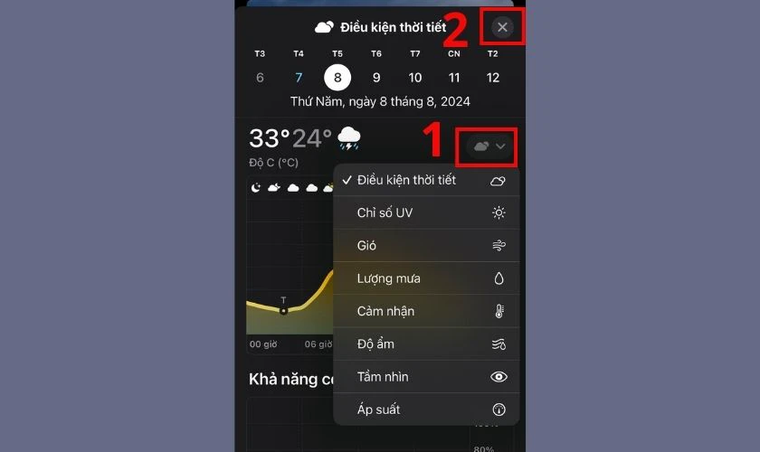 Nhấn v&agrave;o mũi t&ecirc;n nhỏ hướng xuống ở g&oacute;c tr&ecirc;n b&ecirc;n phải m&agrave;n h&igrave;nh