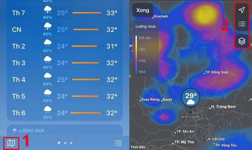 Sử dụng hai ng&oacute;n tay để điều chỉnh bản đồ theo &yacute; muốn