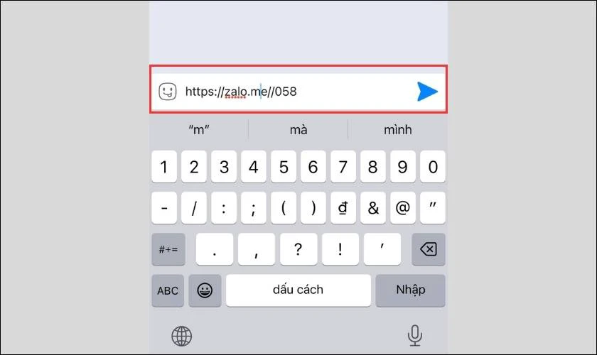 Nhập theo c&uacute; ph&aacute;p v&agrave;o phần nhập tin nhắn v&agrave; nhấn Gửi