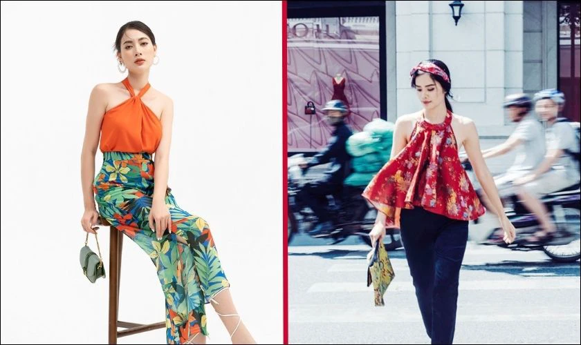 &Aacute;o cổ yếm kết hợp với v&aacute;y ngắn