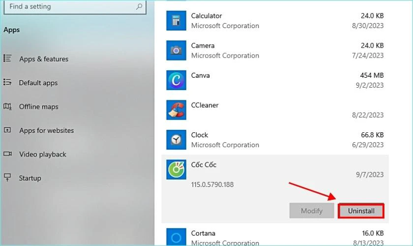  Gỡ c&agrave;i đặt phần mềm để khắc phục ổ đĩa C Win 11 bị đầy