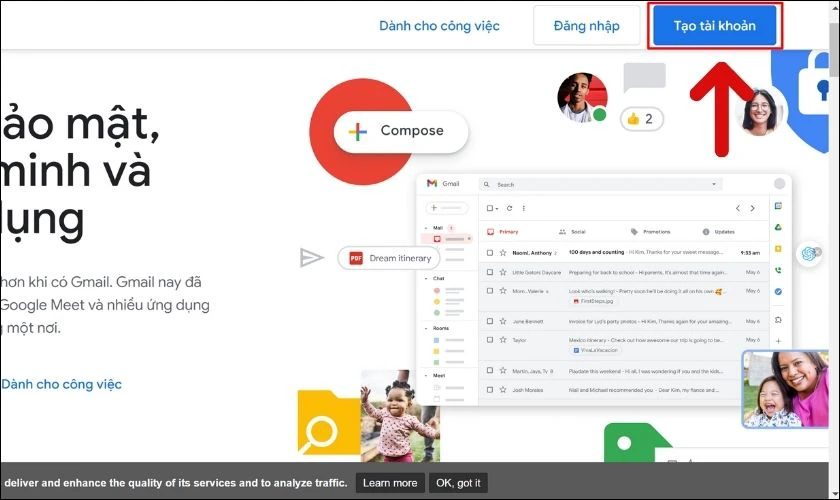 C&aacute;ch tạo t&agrave;i khoản Gmail tr&ecirc;n m&aacute;y t&iacute;nh