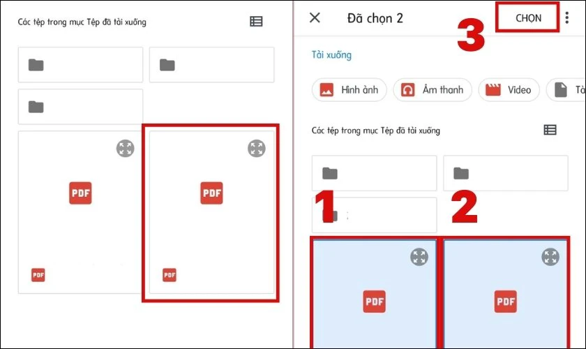 Nhấn chọn Tệp và chọn nhiều file cùng lúc