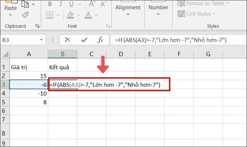 Kết hợp h&agrave;m ABS v&agrave; h&agrave;m IF trong Excel