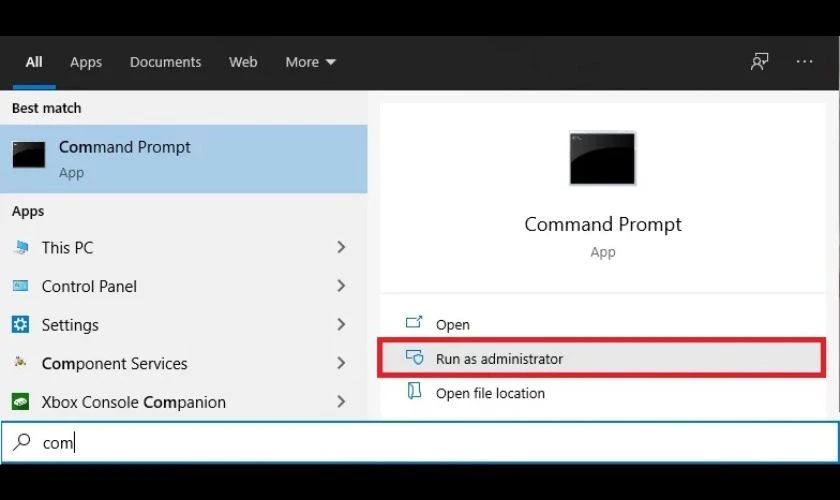 Sử dụng Command Prompt để sửa lỗi