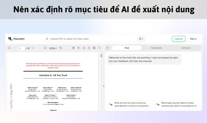 Lưu &yacute; khi sử dụng YouLearn AI cho người học