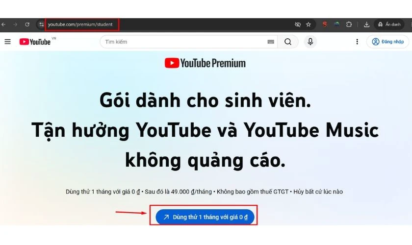 Cách đăng ký Youtube Premium cho sinh viên chi tiết