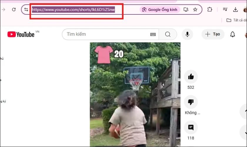 Sao chép liên kết video từ thanh địa chỉ trình duyệt