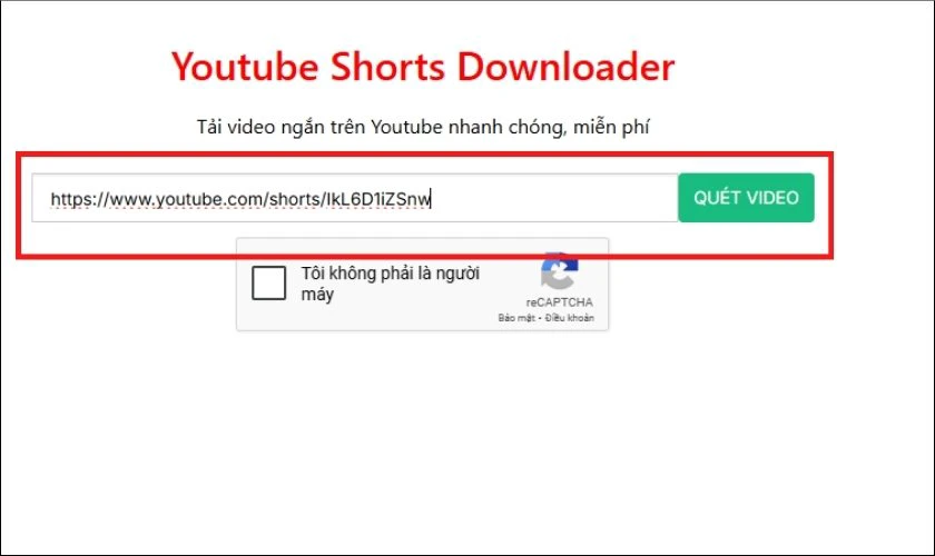 Truy cập YouTube Short Downloader