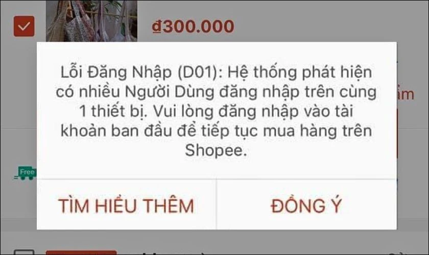 Tại sao kh&ocirc;ng đặt h&agrave;ng được tr&ecirc;n Shopee l&agrave; do lỗi D01