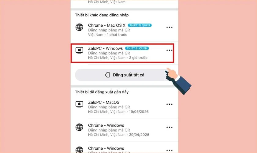 Nhấn vào biểu tượng dấu 3 chấm
