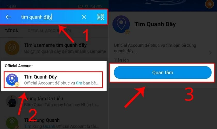 Cách bật tính năng Tìm quanh đây Zalo