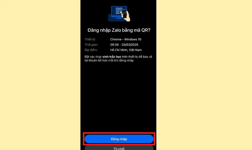 Hướng camera điện thoại vào mã QR