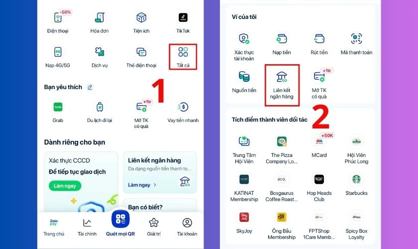 Cách liên kết ngân hàng sau khi đăng nhập trên ZaloPay