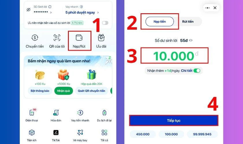 Cách nạp tiền vào ví ZaloPay