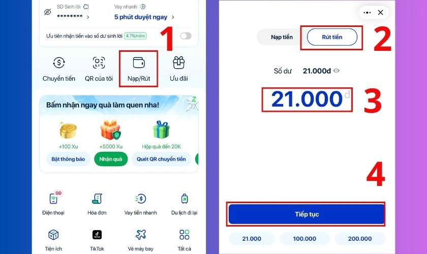 Cách rút tiền trên ZaloPay