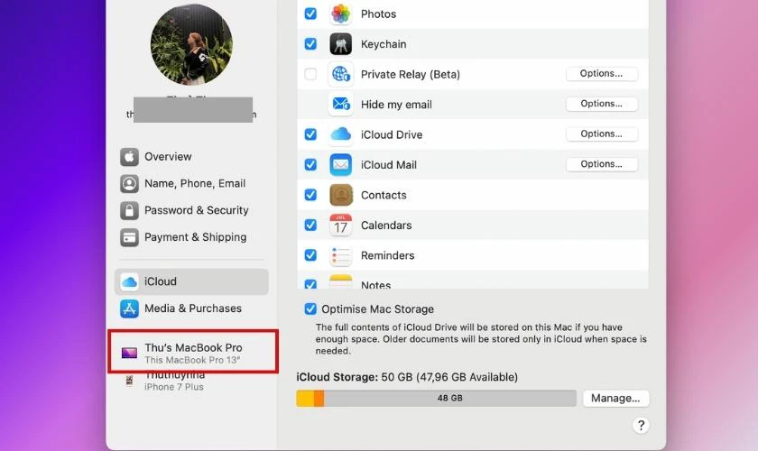 Chọn vào thiết bị để kiểm tra thông tin MacBook chính hãng