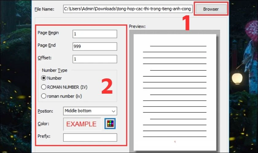 Các bước đánh số trang trong file PDF