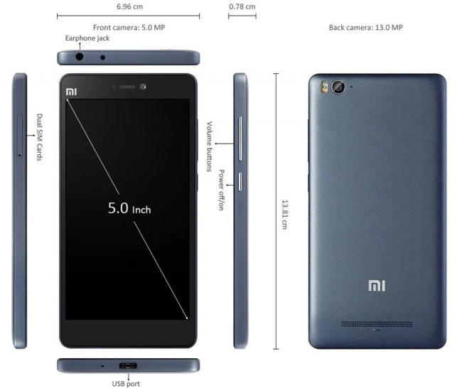 Xiaomi Mi 4C sở hữu m&agrave;n h&igrave;nh 5 inch độ ph&acirc;n giải fullHD