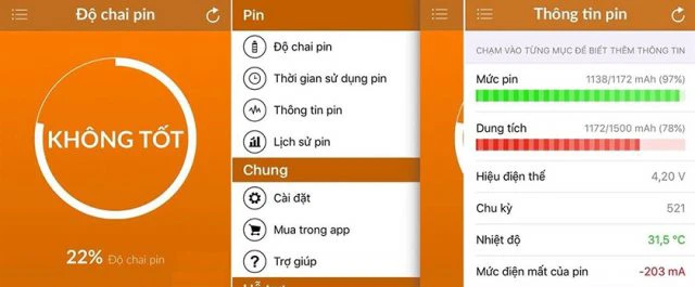 Kiểm tra chai pin bằng ứng dụng Battery Life