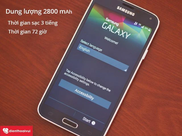 Pin SamSung Galaxy S5 cho thời gian sử dụng trung b&igrave;nh 72 giờ