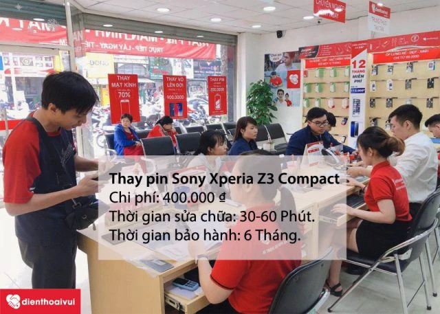 Thay pin Sony Xperia Z3 Compact ch&iacute;nh h&atilde;ng gi&aacute; rẻ tại Điện Thoại Vui