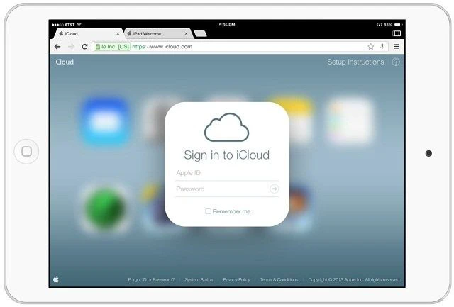 Biểu hiện iPad d&iacute;nh iCloud