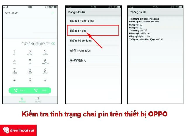 Kiểm tra chai pin bằng cú pháp trên điện thoại Oppo