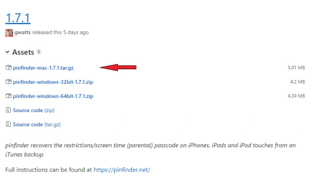 Sử dụng Pinfinder lấy lại mật khẩu giới hạn ios 12