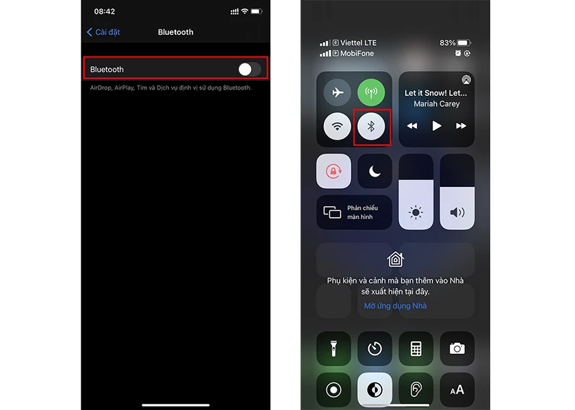 Cách 2: Tắt bluetooth nhanh từ trung tâm điều khiển