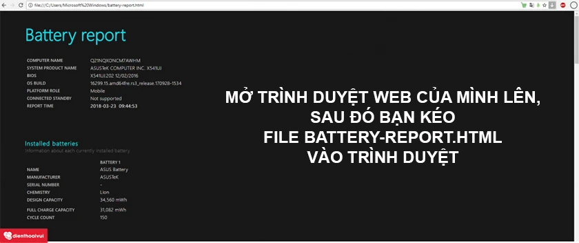 Giao diện kiểm tra độ chai pin