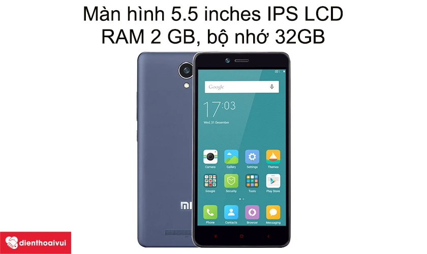 M&agrave;n h&igrave;nh 5.5 inches IPS LCD, RAM 2 GB, bộ nhớ 32GB