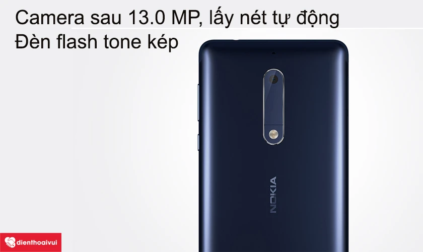 Dịch vụ thay camera sau Nokia 5 - sở hữu camera sau 13.0 MP, lấy nét tự động, đèn flash tone kép