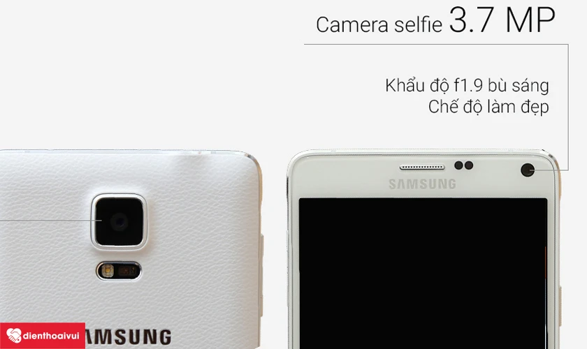 Camera trước 3.7MP, khẩu độ F2.4 -> F1.9, góc chụp rộng