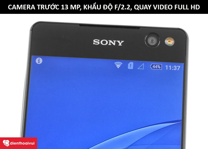 Camera trước Sony Xperia C5 Ultra: Độ phân giải 13 MP, khẩu độ f/2.2