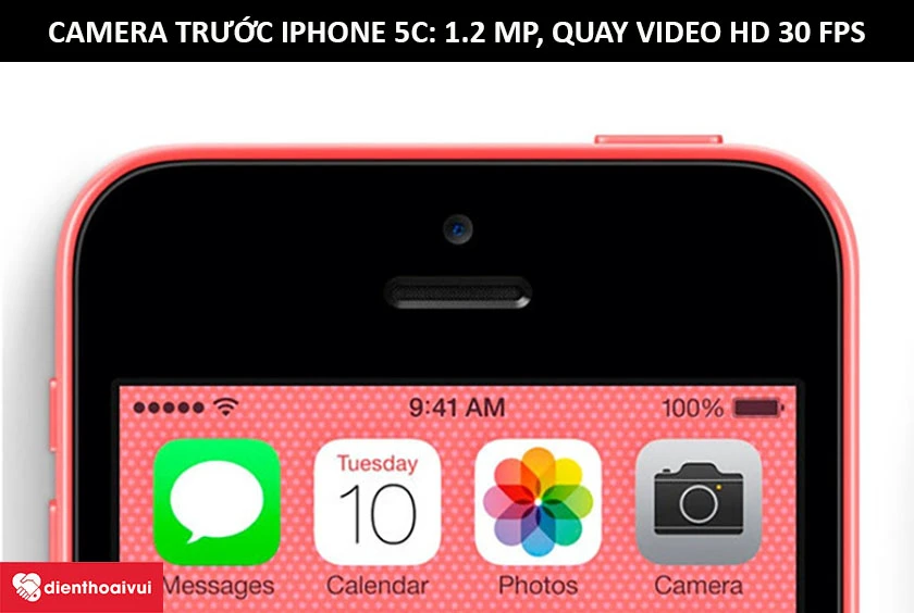 Camera trước iPhone 5C sở hữu độ ph&acirc;n giải 1.2 MP + Nhận diện khu&ocirc;n mặt