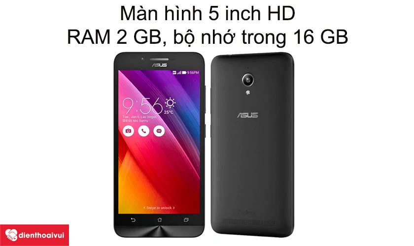 M&agrave;n h&igrave;nh 5 inch HD, RAM 2 GB, bộ nhớ trong 16 GB