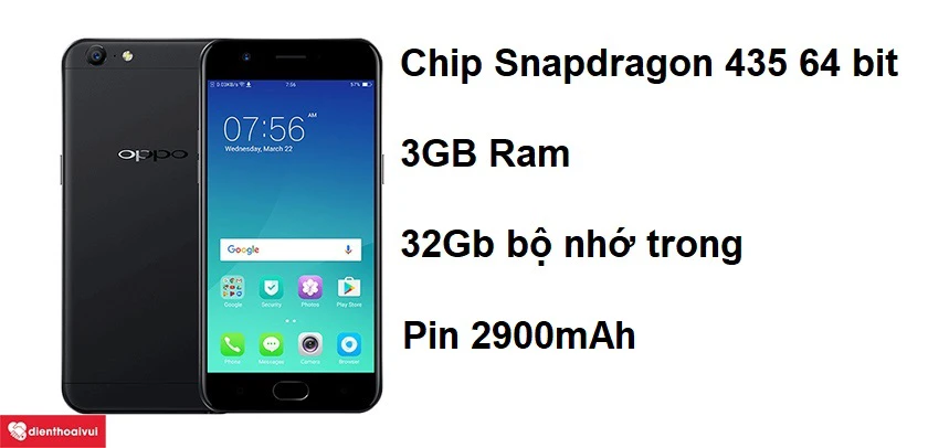 Oppo F3 lite với dung lượng pin 2900mAh c&ugrave;ng cơ chế tiết kiệm tối ưu