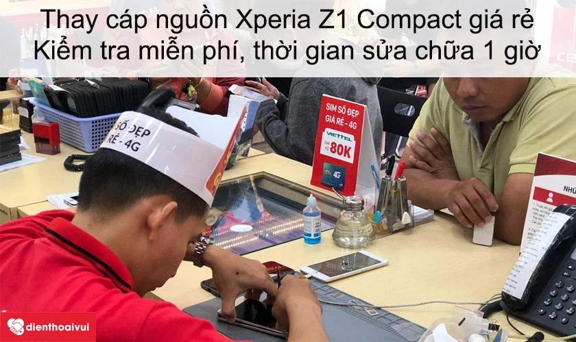Dịch vụ thay&nbsp;c&aacute;p nguồn Xperia Z1 Compact gi&aacute; rẻ lấy ngay tại Điện Thoại Vui