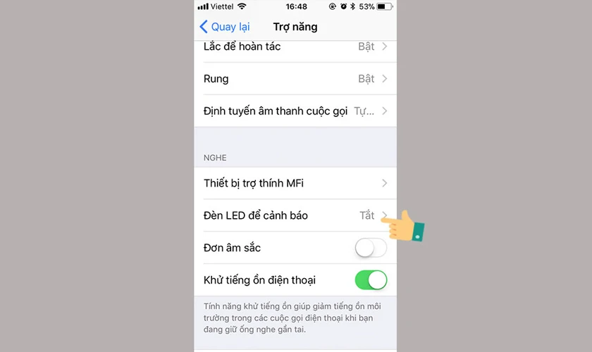 k&iacute;ch hoạt t&iacute;nh năng Đ&egrave;n Led để cảnh b&aacute;o