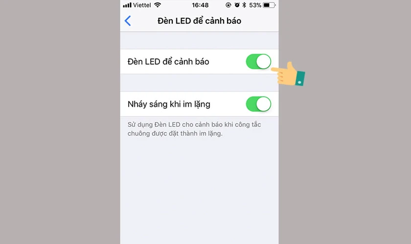 chọn mục Nh&aacute;y khi im lặng