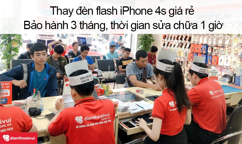 Dịch vụ thay đ&egrave;n flash iPhone 4s gi&aacute; rẻ lấy ngay tại Điện Thoại Vui