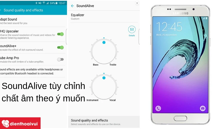 Samsung Galaxy A5 2016 - nghe nhạc xem phim sống động hơn nhờ t&iacute;nh năng Sound Alive
