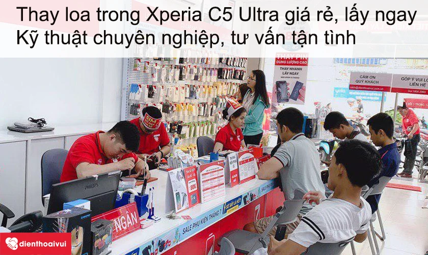 Dịch vụ thay loa trong Xperia C5 Ultra gi&aacute; rẻ lấy ngay tại Điện Thoại Vui