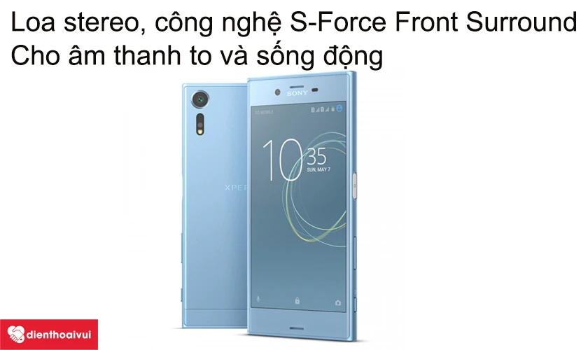 Loa stereo v&agrave; c&ocirc;ng nghệ S-Force Front Surround cho &acirc;m thanh to v&agrave; sống động