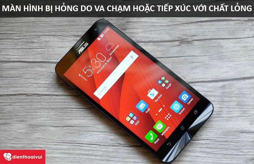 Màn hình bị hỏng do va chạm hặc tiếp xúc với chất lỏng