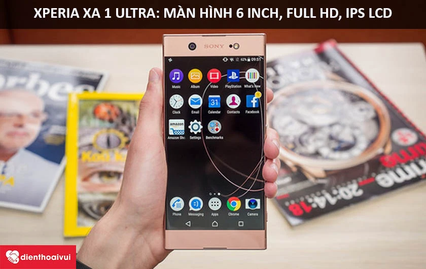 Sony Xperia XA 1 Ultra sở hữu m&agrave;n h&igrave;nh lớn 6 inch, độ ph&acirc;n giải Full HD
